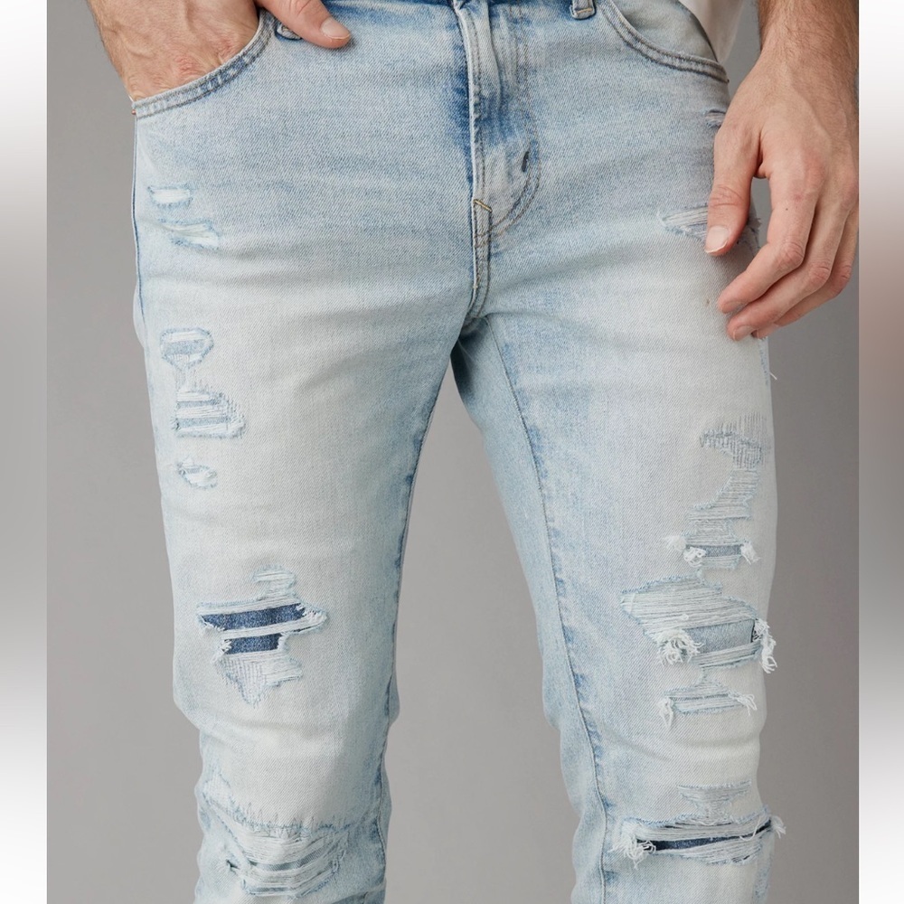 American Eagle Outfitters airsoft+ Athletic Skinny Jeans Distressed w28 L28 - Picture 3 of 9